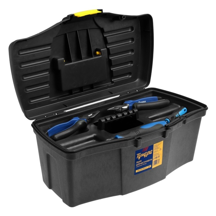 Ящик для инструмента ТУНДРА, 16 Ящик для инструмента ТУНДРА, 16", 410 х 220 х 190 мм, пластиковый, съемный лоток
