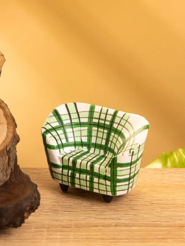 Сувенир дерево "Кресло клетчатое" цв. зелёный, 6х3,5х5 см