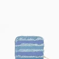 Кошелёк женский на молнии 8.5&times;2&times;11 см, джинсовый, в полоску, голубой