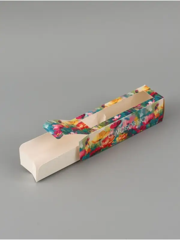Коробка подарочная с окном &laquo;С любовью. Цветы&raquo;, 18&times;5.5&times;5.5 см, самосборная