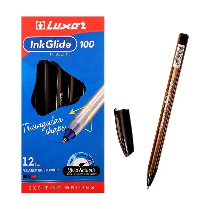 Ручка шариковая Luxor InkGlide 100 Icy, узел 0.7 мм, трехгранная, черная, цвет корпуса микс Ручка шариковая Luxor InkGlide 100 Icy, узел 0.7 мм, трехгранная, черная, цвет корпуса микс
