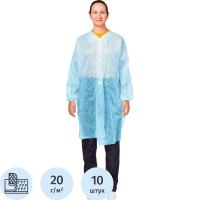 Халат на липучках KLEVER (20 гр) XL голубой, Р142110П20Л3ЦГ (10 шт/упак)