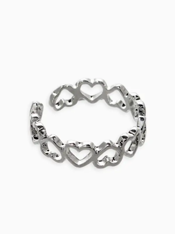 Кольцо &laquo;Цепь из сердечек&raquo;, цвет серебро, безразмерное