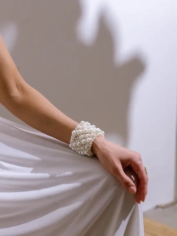 Браслет манжета &laquo;Жемчуг. Зима&raquo;, d=5 см, цвет молочный