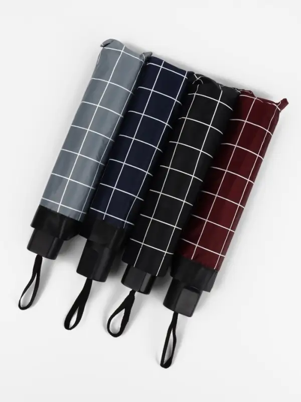 Зонт механический &laquo;Крупная клетка&raquo;, эпонж, 4 сложения, 8 спиц, R=47/55 см, d=94 см, МИКС