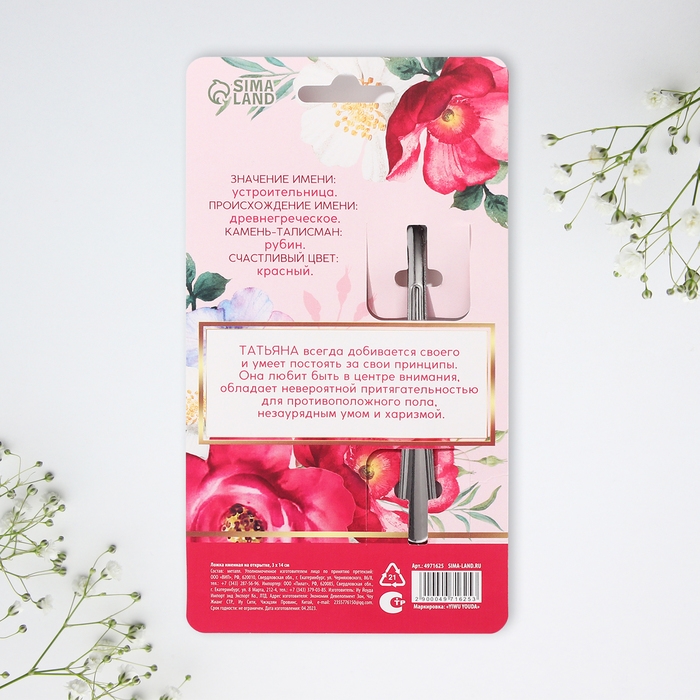 Ложка именная на открытке «Татьяна», 3 х 14 см. Ложка именная на открытке «Татьяна», 3 х 14 см.