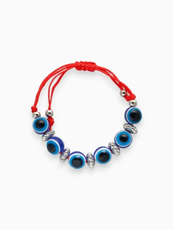 Браслет-оберег &laquo;Детский&raquo;, глазки малые, синий в серебре, d=3.5 см