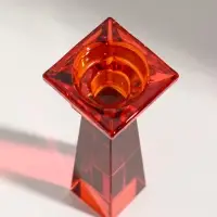 Подсвечник стекло на 1 свечу "Феникс" оранж d=2,2 и 4,2 см 5,5х5,5х16,7 см