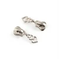 Бегунок для молнии &laquo;Трактор&raquo;, №8, &laquo;Сердца&raquo;, 10 шт., цвет никель