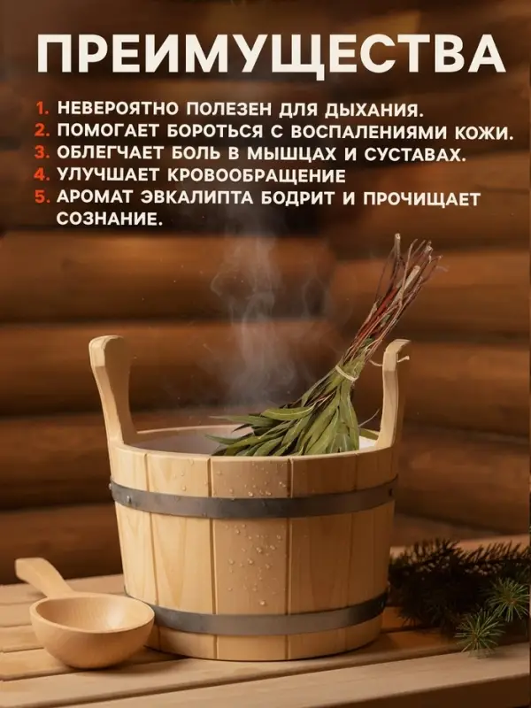 Веник для бани, эвкалиптовый, в еврослоте, &laquo;Добропаровъ&raquo;