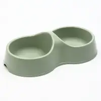 Миска двойная &laquo;Мур-мяу&raquo;, 200 мл, 22.5 см &times; 13 см &times; 6 см, пластик, цвет фисташковый
