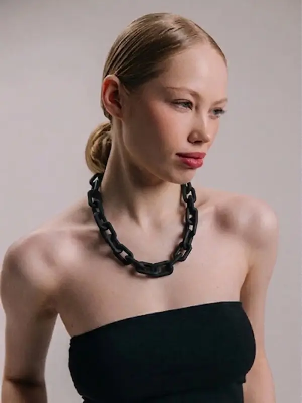 Колье &laquo;Цепь&raquo;, прямые углы, чёрное, 48 см