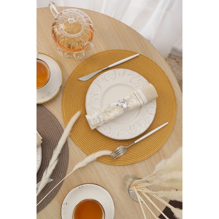 Салфетки сервировочные на стол Доляна «Лофт», 4 шт, d=38 см, цвет песочный