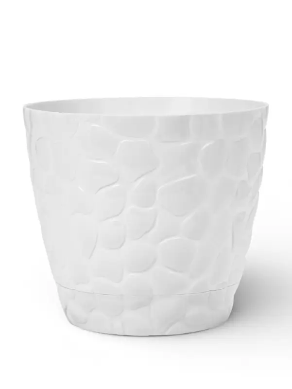 Горшок для цветов с поддоном IDEA &laquo;Камни&raquo;, 4.8 л, пластик, белый