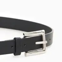 Ремень женский, 110&times;2.3 см, классическая пряжка металл, серебристая, чёрный