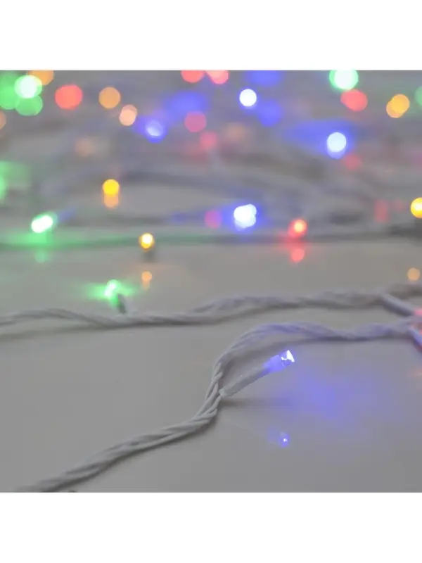 Гирлянда &laquo;Нить&raquo; 20 м, IP20, белая нить, 200 LED, свечение мульти, 8 режимов, 220 В