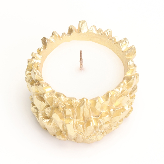 Свеча Свеча "Кристаллы" в подсвечнике из гипса,6х4см, золото