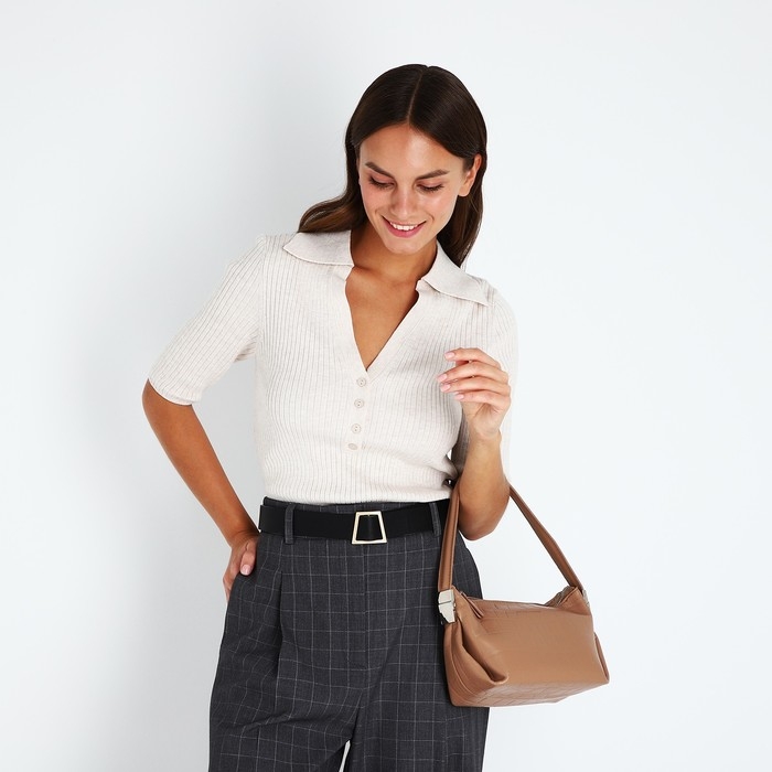 Сумка-багет на молнии, цвет бежевый Сумка-багет на молнии, цвет бежевый