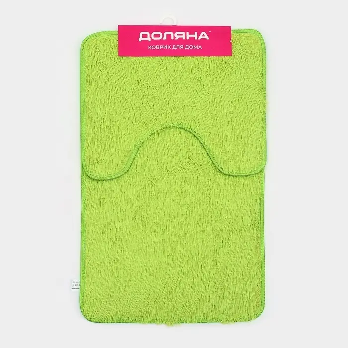 Коврики для ванной и туалета Доляна &laquo;Пушистик&raquo;, 2 шт.: 40&times;50 см, 50&times;80 см, цвет зелёный