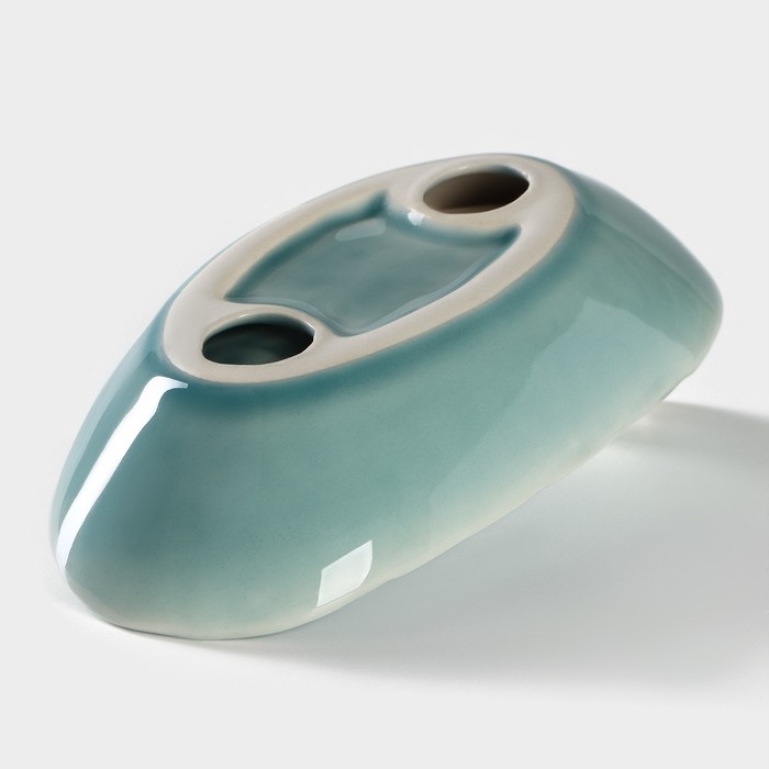 Блюдо керамическое сервировочное &laquo;Птичка на листочке&raquo;, 15,5&times;8,5 см, цвет голубой