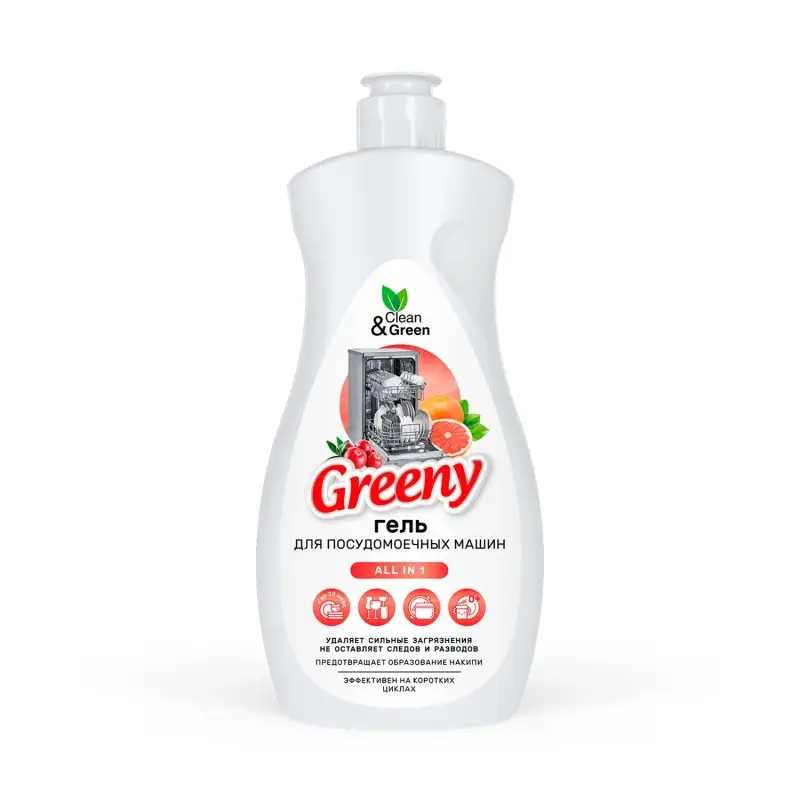 Гель для мытья посуды в посудомоечных машинах Greeny 500 мл. Clean&Green CG8321