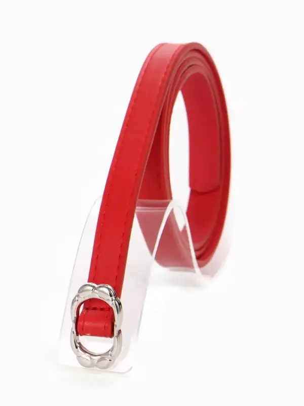 Ремень женский, узкий, 1.4&times;105 см, металлическая пряжка, красный