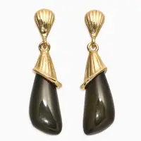 Серьги акрил "Капля каллы", цвет зеленый в золоте