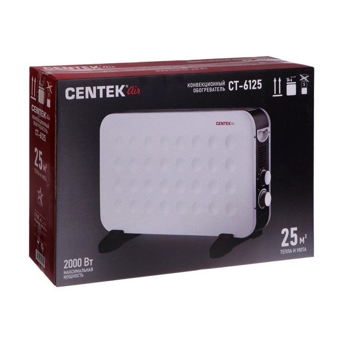 Обогреватель Centek CT-6125, конвекторный, 2000 Вт, 25 м², 3 режима Обогреватель Centek CT-6125, конвекторный, 2000 Вт, 25 м², 3 режима