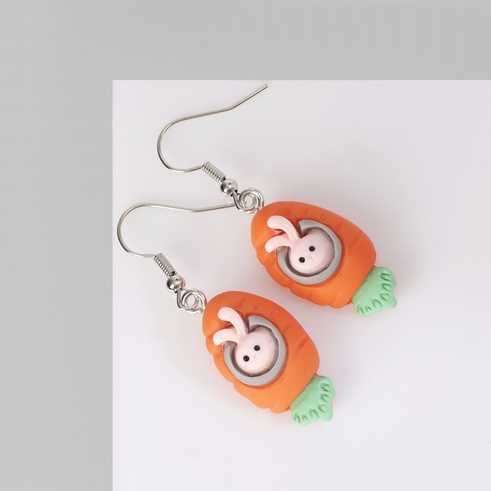 Серьги ассорти «Радость» зайцы в ракете, цветные в серебре Серьги ассорти «Радость» зайцы в ракете, цветные в серебре