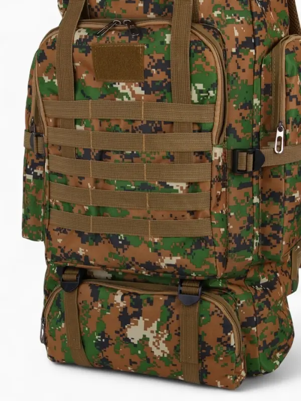 Рюкзак тактический туристический Adventure, 70 л, с карманами, расцветка пиксели, зелёный