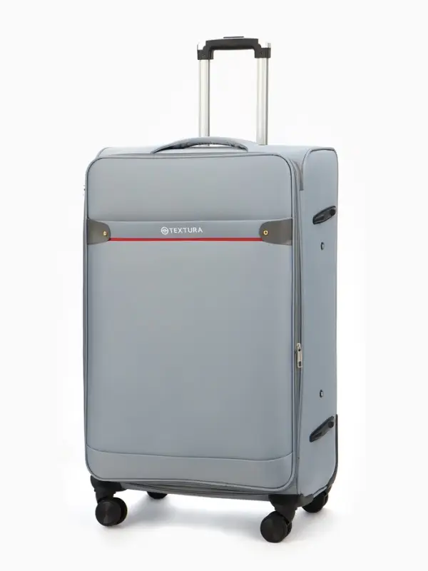 Чемодан на колёсах TEXTURA, кодовый замок, текстильный, с увеличением, 47&times;30&times;78 см, 28", серый