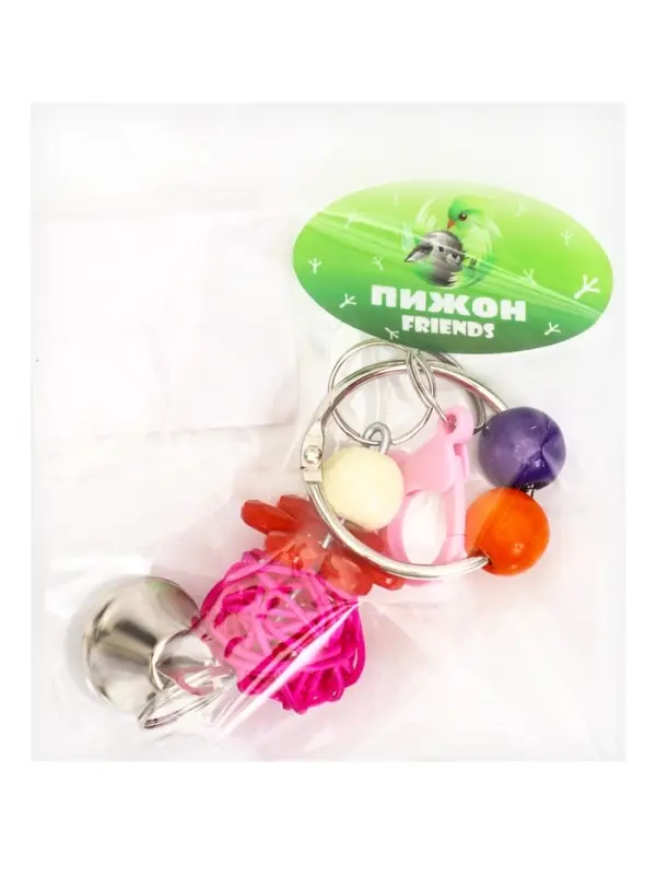 Игрушка для птиц "Шарики" с колокольчиками, 18 х 4,5 см, микс цветов