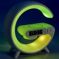 Портативная колонка - ночник G63, 15 Вт колонка, 15 W зарядка, 1800 мАч, подсветка, белая