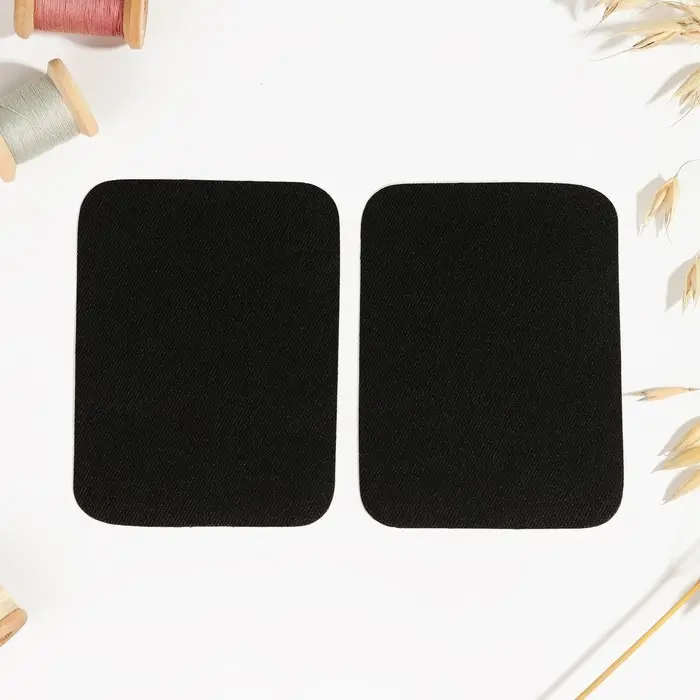 Заплатки для одежды, 10 × 7,5 см, клеевые, пара, цвет чёрный Заплатки для одежды, 10 × 7,5 см, клеевые, пара, цвет чёрный