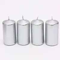 Свечи столбик 5&times;10 см, набор 4 шт., серебро