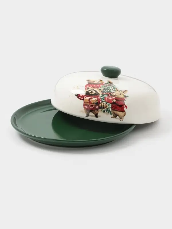 Блинница Доляна «Новогодние животные», 23.5×9.7 см, доломит, белая Блинница Доляна «Новогодние животные», 23.5×9.7 см, доломит, белая