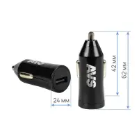 USB автомобильное зарядное устройство AVS 1 порт UC-311 (1,2А, черный) (Black Edition)
