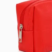 Косметичка ONE COLOR, на молнии, искусственная кожа, красная