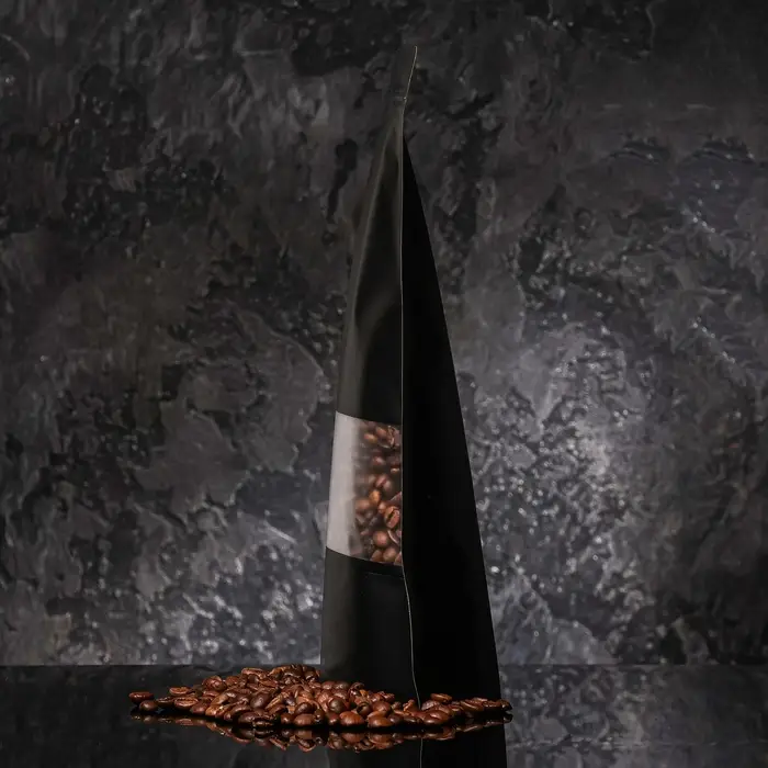 Пакет Zip-lock Крафт с прямоугольным окном, чёрный,20×30×5 см