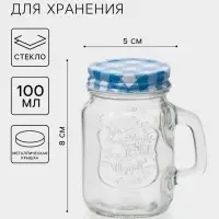 Банка для хранения сыпучих &laquo;Баночка&raquo;, 100 мл, с металлической крышкой, стекло, МИКС