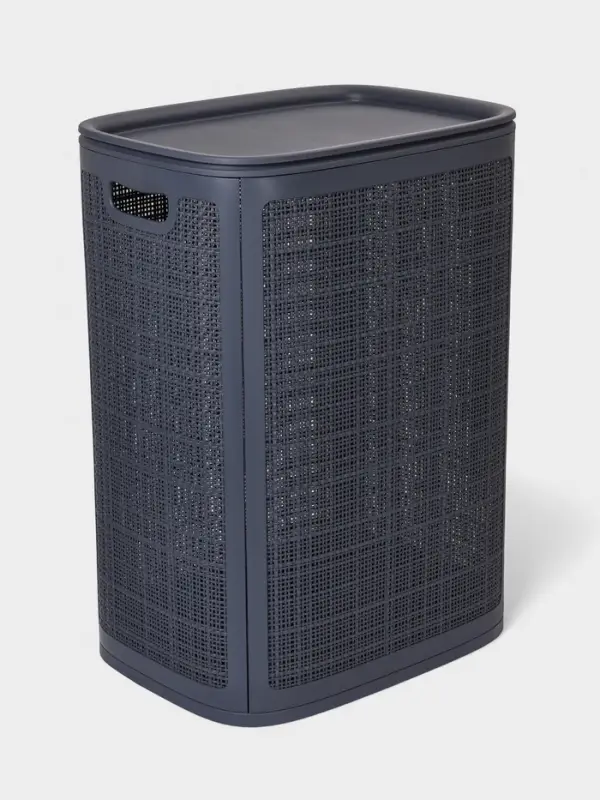 Плетёная корзина для белья с крышкой &laquo;Лён&raquo;, 75 л, 43&times;32&times;60 см, графит