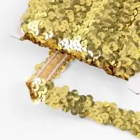 Тесьма декоративная с пайетками, на резинке, 2 см, 9&plusmn;0.5 м, цвет золотой