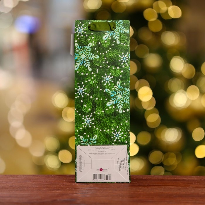 Пакет подарочный Пакет подарочный "Снегопад в лесу", люкс 12 х 36 х 8,5см.