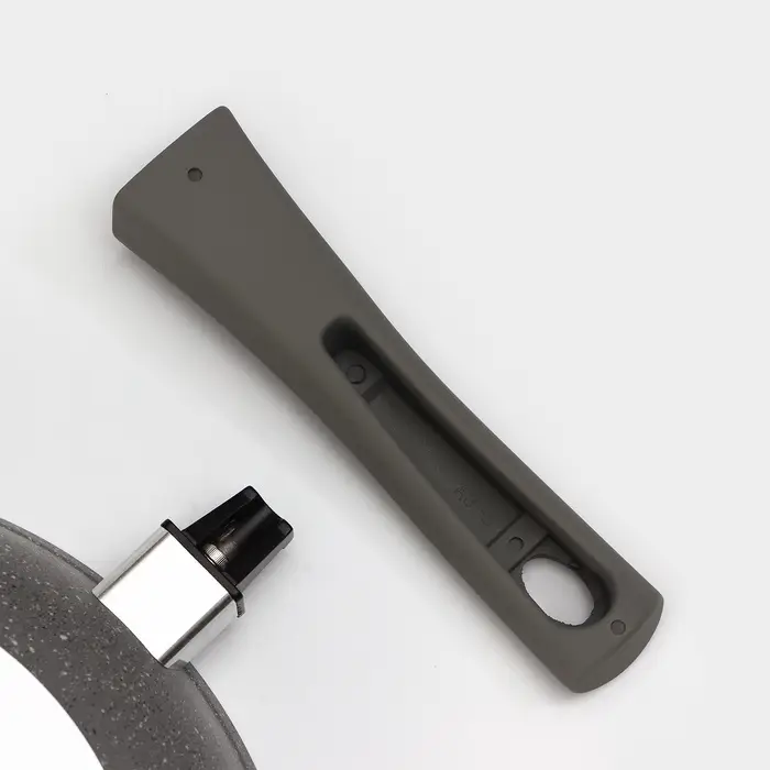 Сковорода KUKMARA &laquo;Мраморная&raquo;, d=26 см, стеклянная крышка, съёмная ручка, антипригарное покрытие, литой алюминий, серая