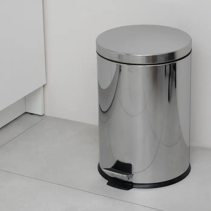 Ведро мусорное с педалью Доляна, 20 л, нержавеющая сталь, хромированное