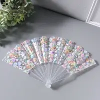 Веер складной пластик &laquo;Цветочная россыпь&raquo;, блеск, 23 см