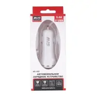 USB автомобильное зарядное устройство AVS 2 порта UC-322 (2,4А, белый)