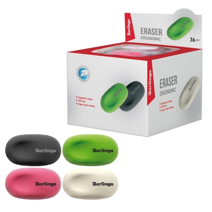 Ластик Berlingo Ergonomic, овальный, синтетический каучук, 50х30х8 мм Ластик Berlingo Ergonomic, овальный, синтетический каучук, 50х30х8 мм