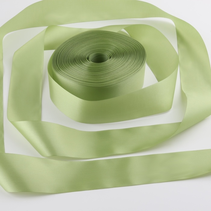 Лента атласная, 50 мм &times; 100 &plusmn; 5 м, цвет фисташковый