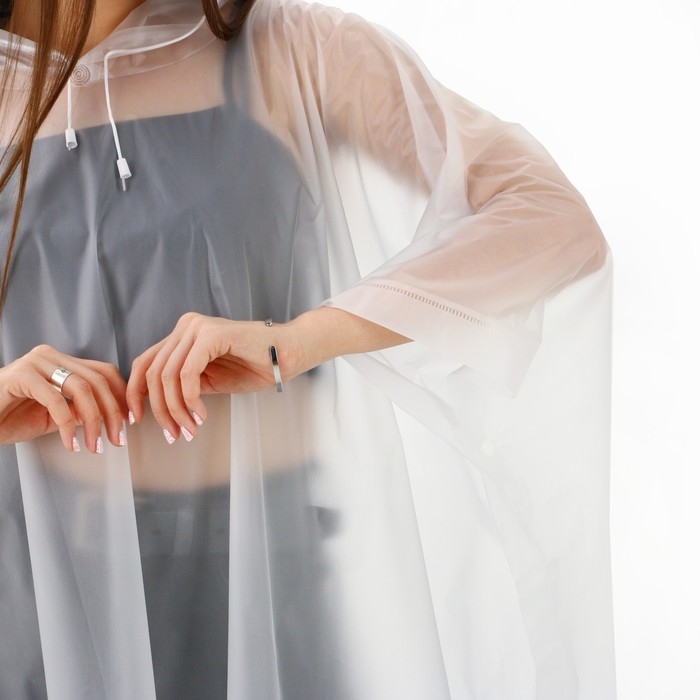 Дождевик взрослый пончо «Кроме, как из себя, и выйти-то некуда», оверсайз, 44-52, 97 х 120 см, цвет белый Дождевик взрослый пончо «Кроме, как из себя, и выйти-то некуда», оверсайз, 44-52, 97 х 120 см, цвет белый